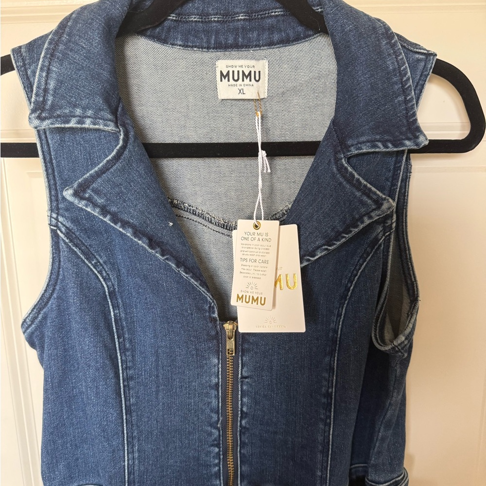 Show Me Your Mumu Denim Jumpsuit - Jacksonville Cropped Jumpsuit size XL - Picture 11 of 16
